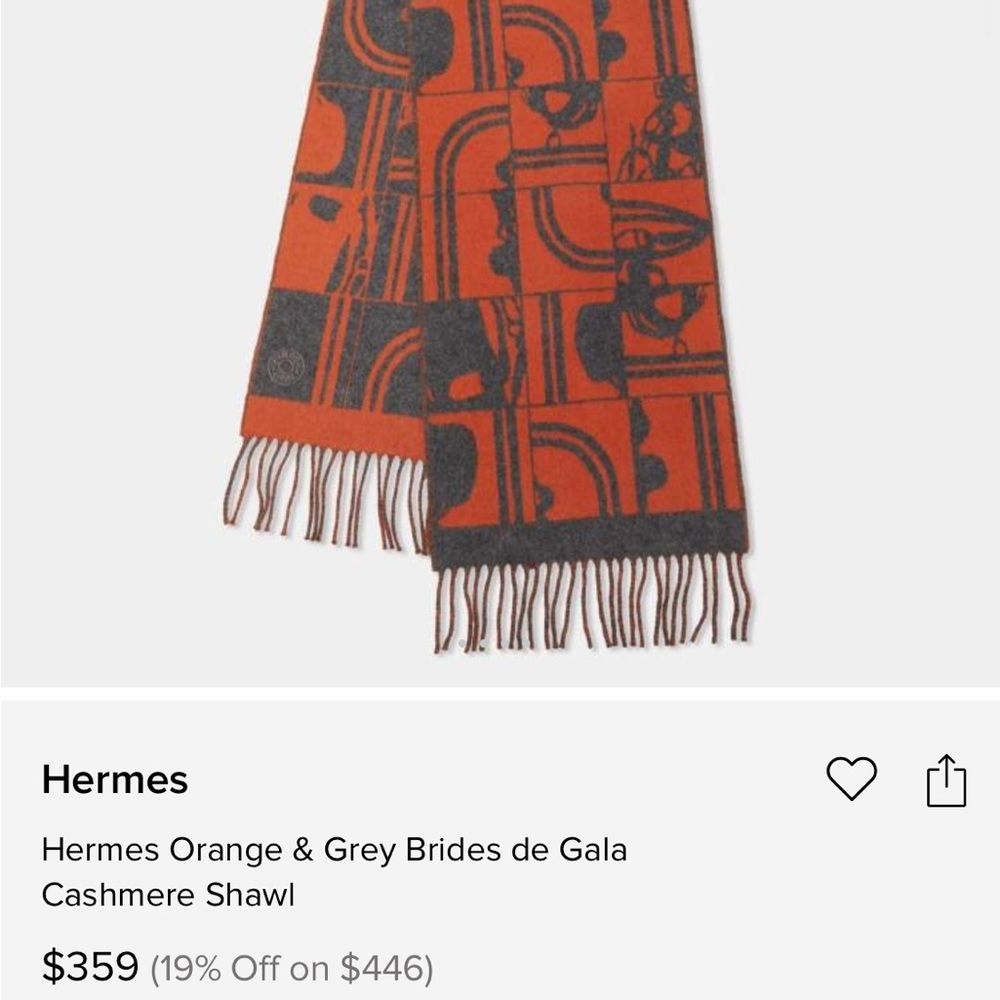 Hermes Orange and Gray Geometric Scarf